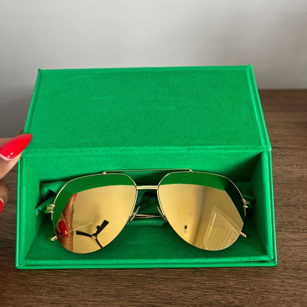 Bottega Veneta 59MM Aviator Sunglasses - Gold